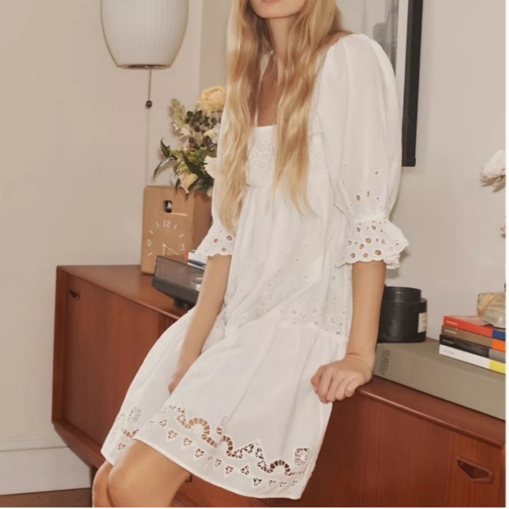 Anthropologie Forever That Girl Audrina Eyelet Babydoll Boho Mini Dress …